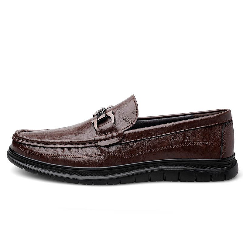 YINGLUNQISHI Top Grain Cow Leather Casual Shoes Men's Brown