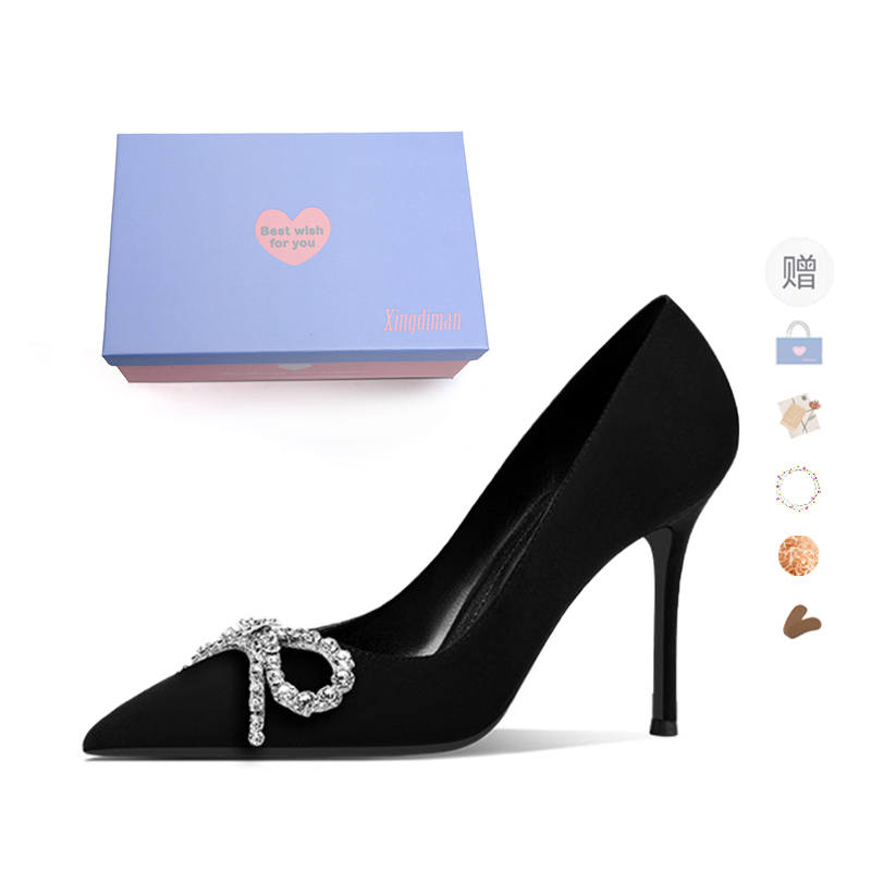 Xingdiman Pu Slim Heel High Heels Women's Black
