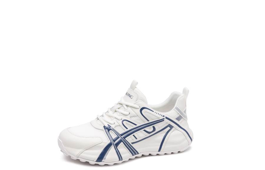AOKANG Cow Leather Low top Casual Shoes Men's White Blue