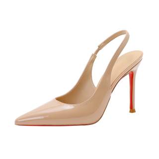 MIZAIJIA Patent Leather Slim Heel High Heels 8cm Women's Nude