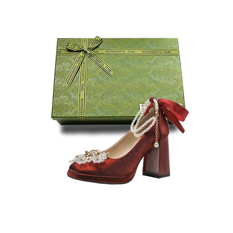 DUNNU Leather High Heels Women's Red