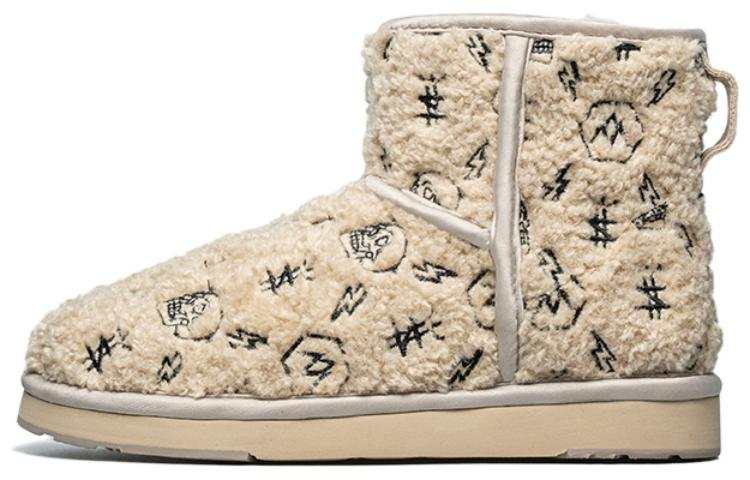 AU&MU Polyester Thermal Short Snow Boots Women's Ecru