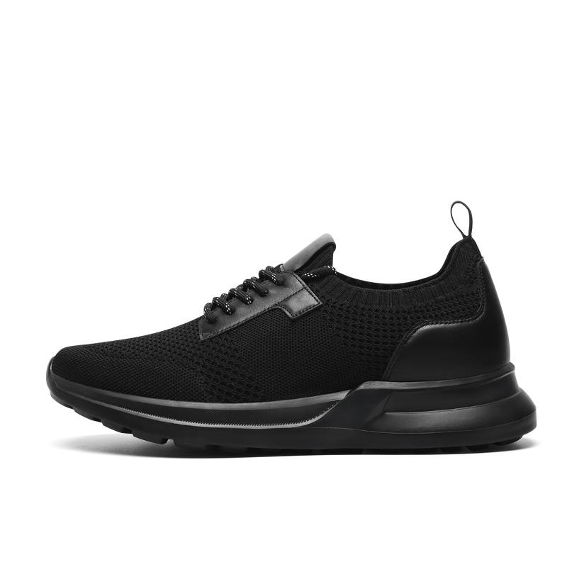 He Jinchang Cow Leather Low top Casual Shoes Men's Jet Feather Black