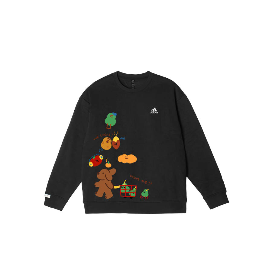 Adidas Adidas LABEL Sweatshirts Unisex Black Crew Neck Moderate Regular
