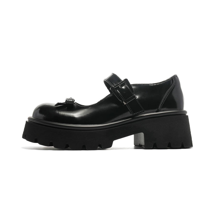 BOJUEMAO Cow Split Leather Comfortable And Trendy Chunky Heel Mary Jane Shoes Women's
