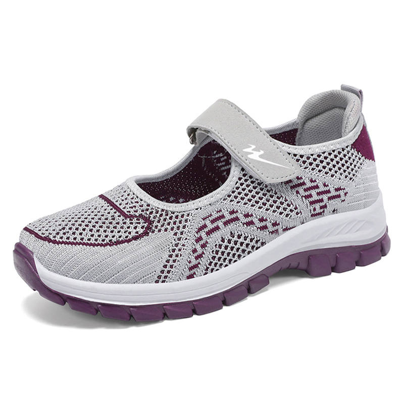 DOUBLE STAR 88 Flyknit Mom's Summer Granny's Mesh Unlined Shoes For Elderly Walking Textile, Mesh