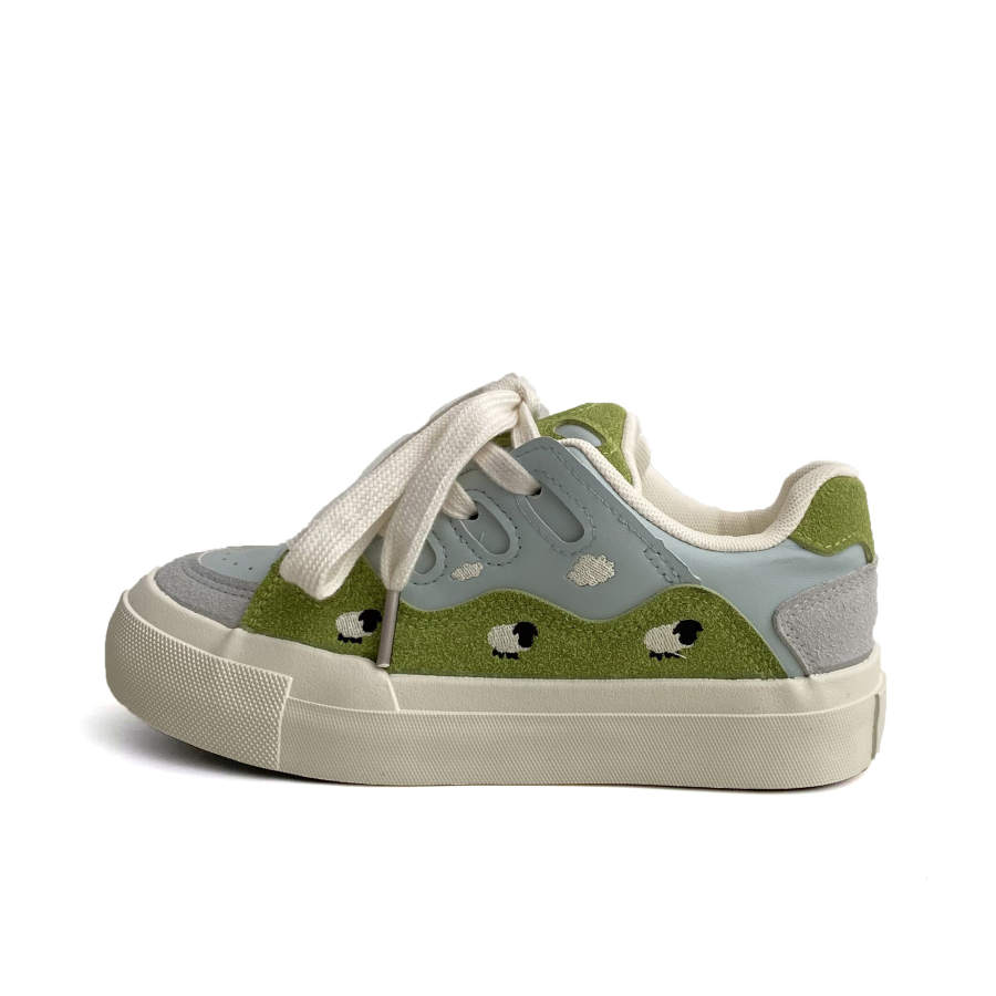 CPXO Synthetic Leather Low top Skateboard Shoes Women's Grassland Green