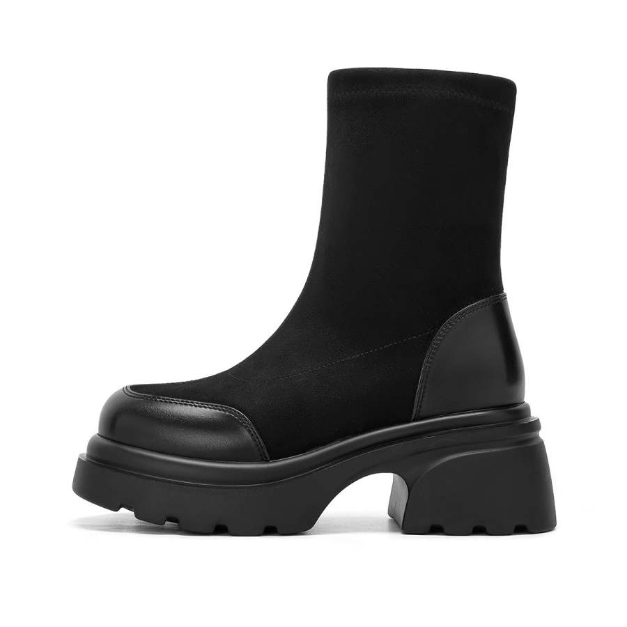 ST&SAT Fleece Lined Fashion, Maillard Style, Elegant Ankle Boots 6.5cm Women's