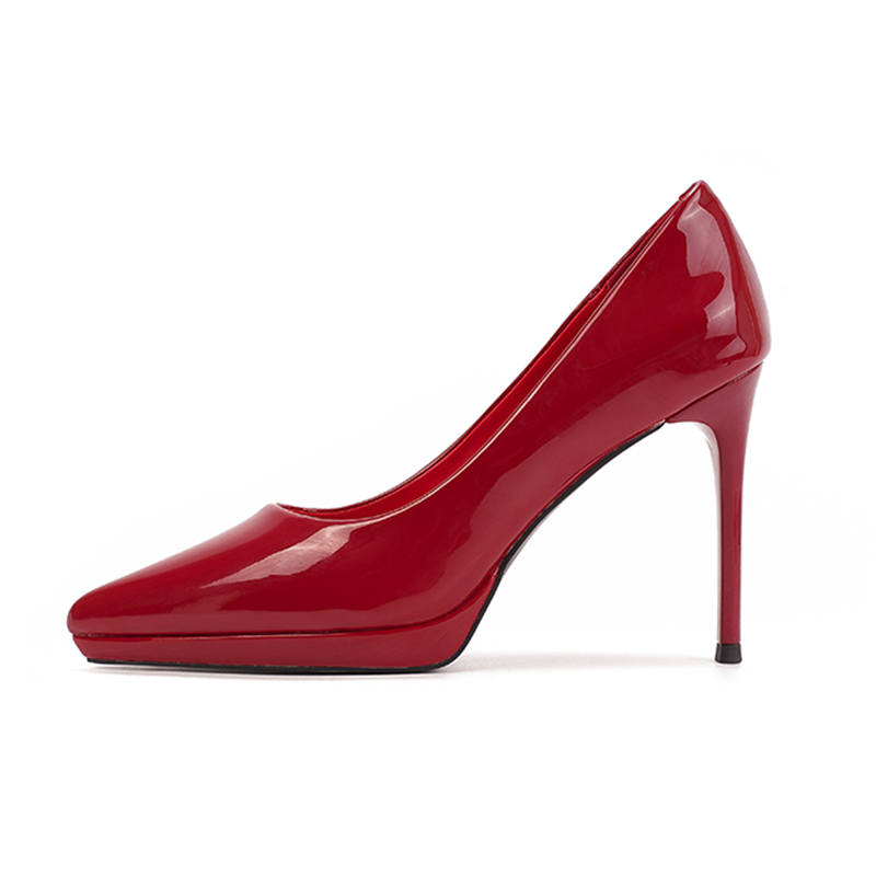 Ainer-cat Ainer cat Patent Leather Slim Heel High Heels 10cm Women's