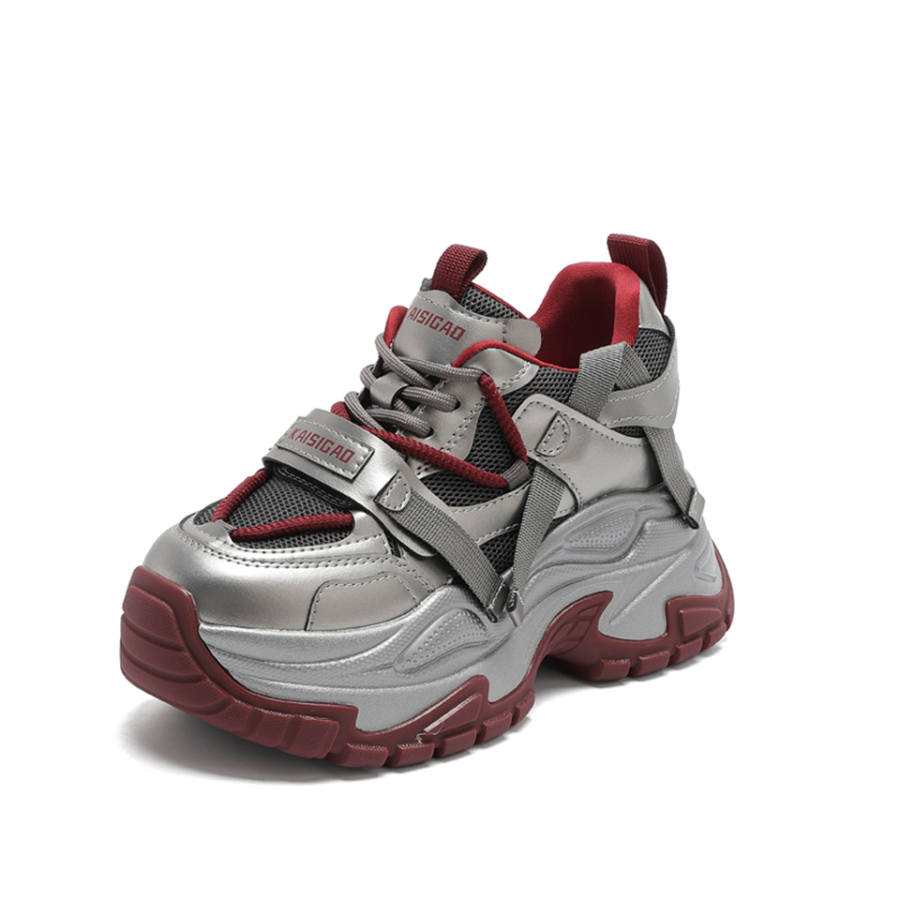 Lanza Chunky Sneakers Women's Low Top Gunmetal Red/Gunmetal Silver