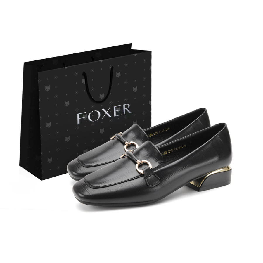 FOXER FOXER Cow Split Leather Casual Shoes Women's Black