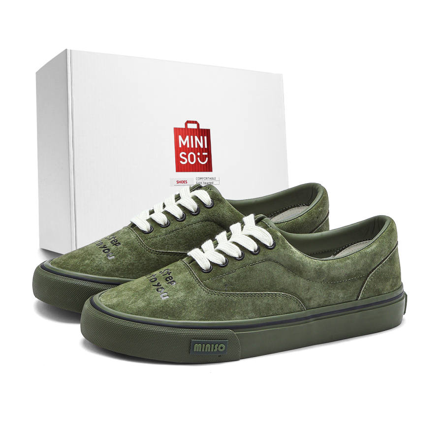 MINISO Skateboard Shoes Unisex Low Top Olive Green