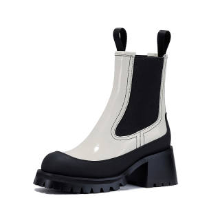 BELLALILY Cow Leather Minimalist Style Crew Chelsea Boots 6CM Women's