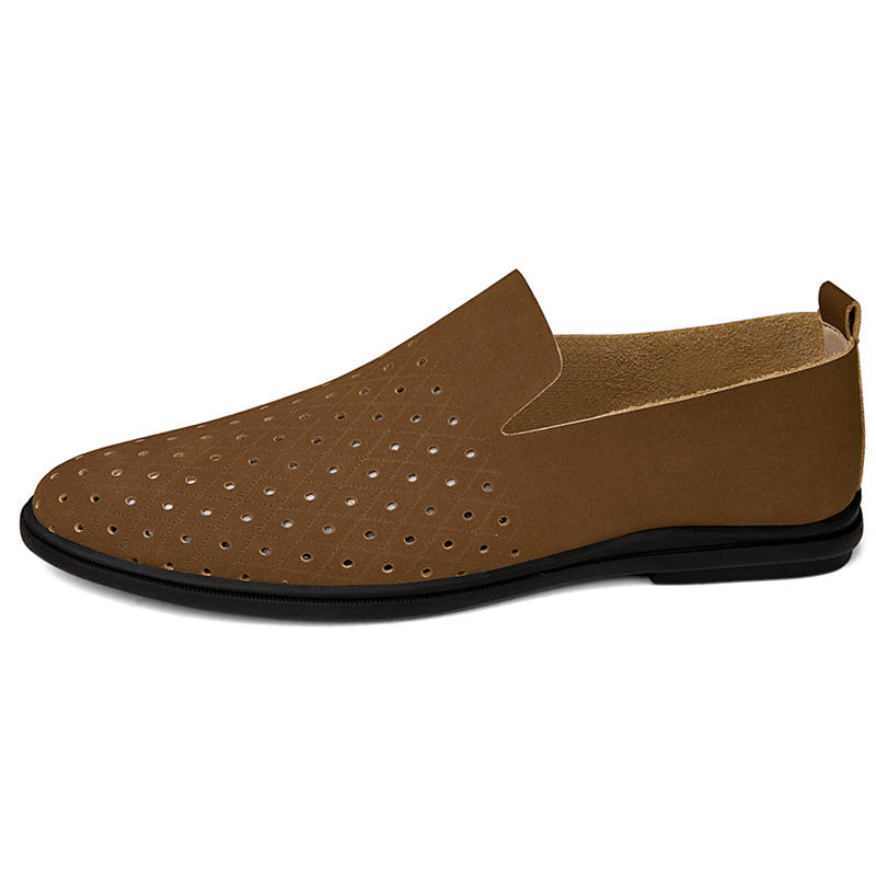 YINGLUNQISHI Top Grain Cow Leather Casual Shoes Men's Brown