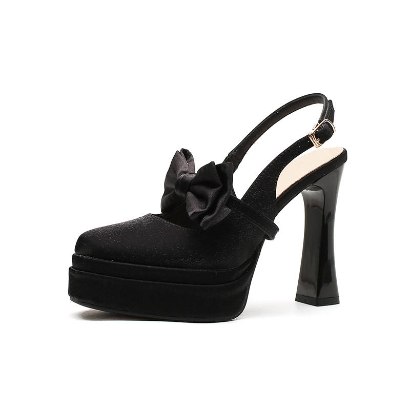 Zubumei Silk Chunky Heel High Heels 11cm Women's