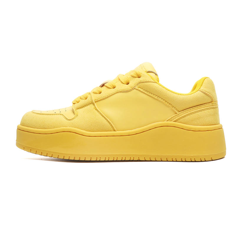 V05 Microfiber Leather Cushioning Abrasion Resistant Cushioning, Wear Resistant Low top Skateboard Shoes Unisex Yellow