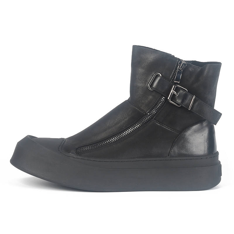 TAIDIAN Cow Leather Ankle Boots Men's Black
