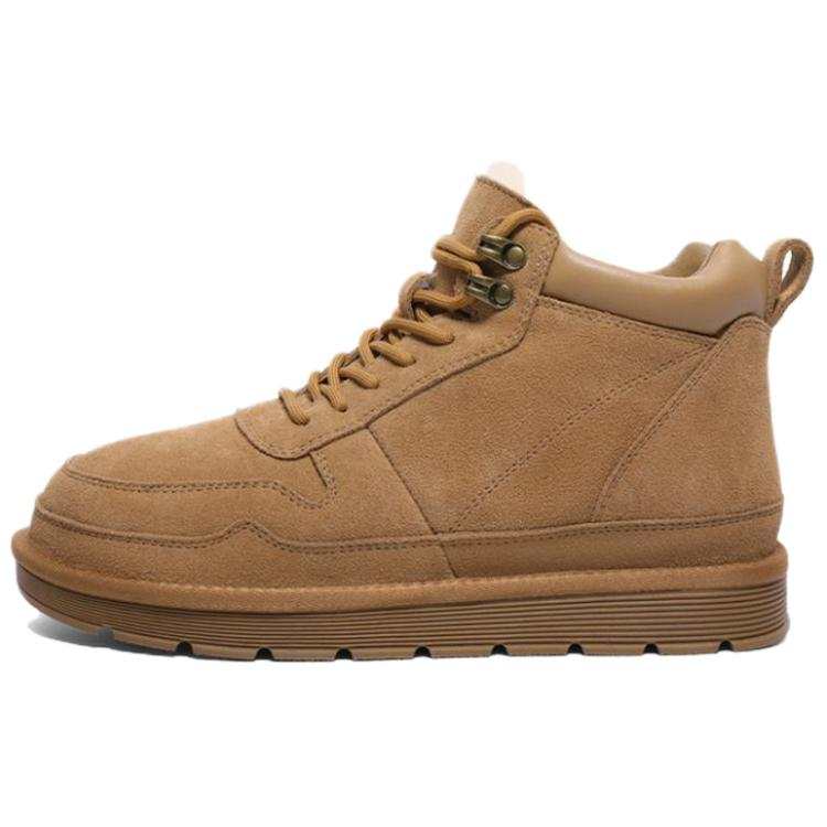 BELLE Cow Split Leather Thick Thermal Snow Boots Men's Outdoor Fleece Lined Insulated Shoes Mid top Casual Shoes Men's