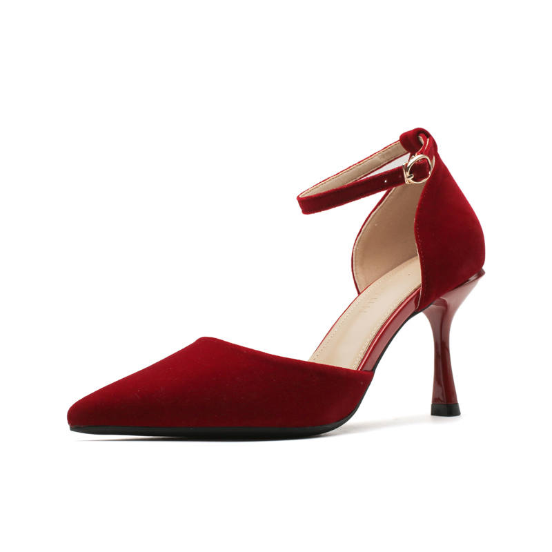 ZUOMILUO Slim Heel High Heels Women's Burgundy