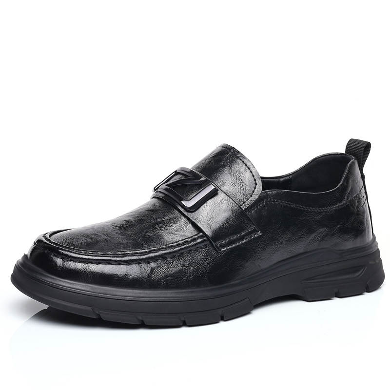 CITONGXIANSHENG Cow Split Leather Casual Shoes Men's Black