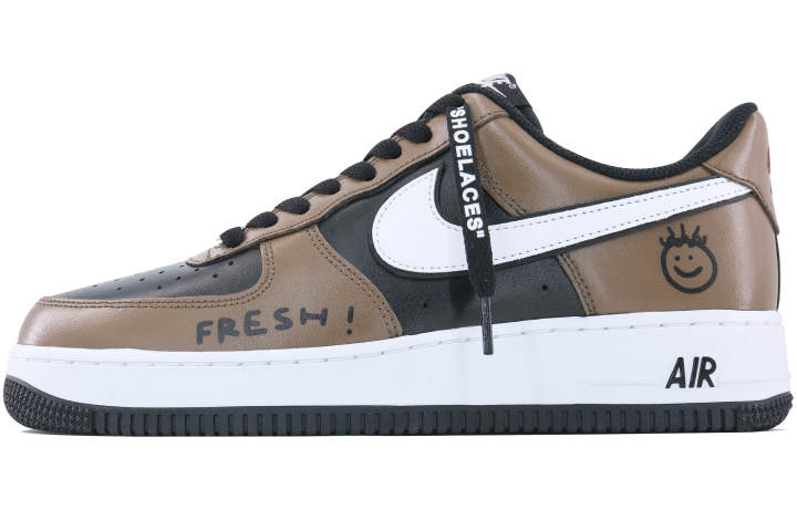 Nike Nike Air Force 1 Panda Leather Abrasion Resistant Abrasion Resistant Low top Skateboard Shoes Unisex Black Brown