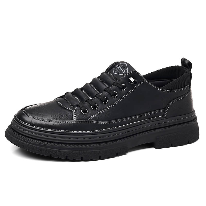CITONGXIANSHENG Cow Split Leather Casual Shoes Men's Black