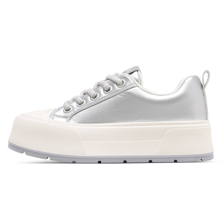 C°BANNER Leather Low top Skateboard Shoes Women's Silver