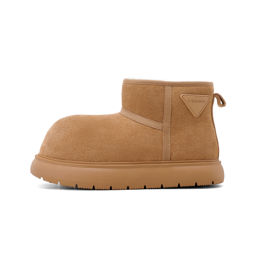 C°BANNER Cow Split Leather Abrasion Resistant Fleece Lined Thermal Comfortable, Fashion Puffy Design Snow Boots Women's