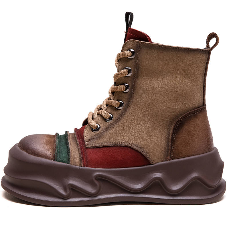 JIEZHOU Top Grain Cow Leather Ankle Boots 6CM Women's
