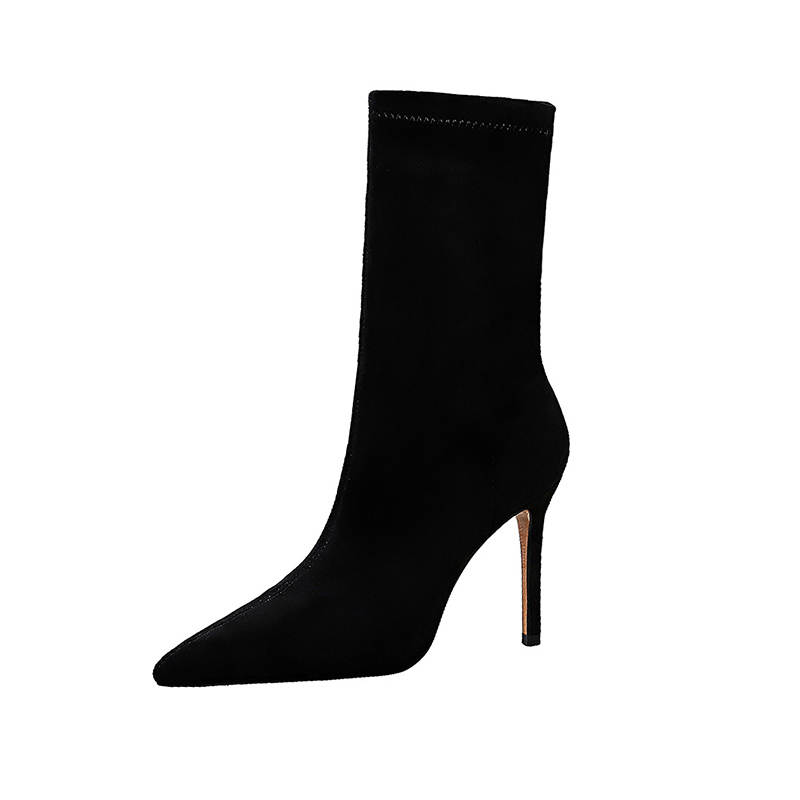 BIGTREE BIGTREE Suede Ankle Boots 9.5cm Women's Black