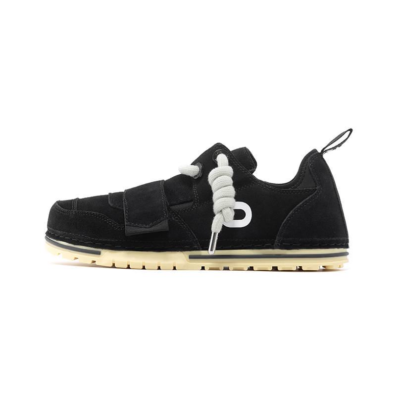 OETZI Ice Man Oz Cow Split Leather Stylish Skateboarding Shoes Unisex Black