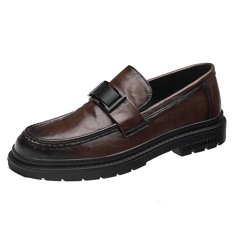 CITONGXIANSHENG Top Grain Cow Leather Casual Shoes Men's Brown