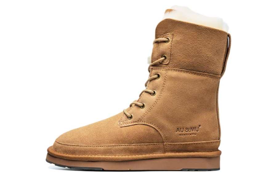 AU&MU Thermal Slip Resistant Thermal Slip Resistant Shearling 20.5cm Snow Boots Women's Chestnut