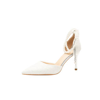 Zubumei Microfiber Leather Slim Heel High Heels Women's White