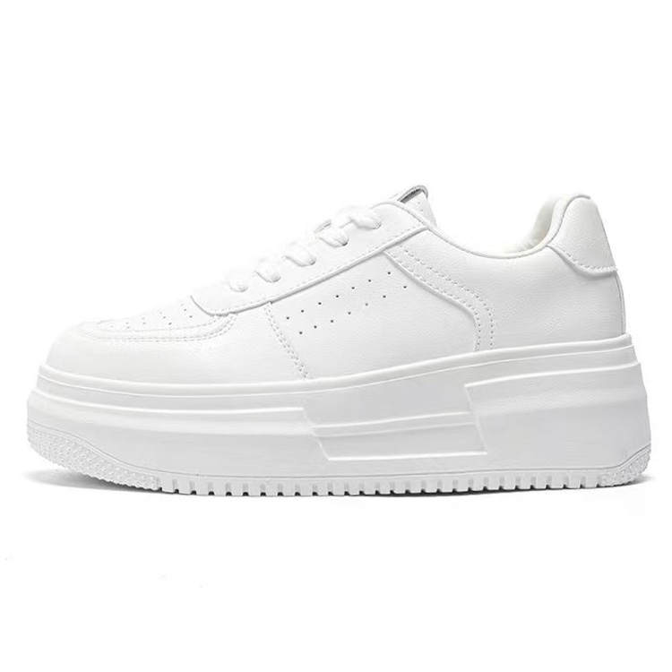 VICTORIA&VERA White Sneakers Height Increasing Abrasion Resistant Lightweight Breathable Slip Resistant