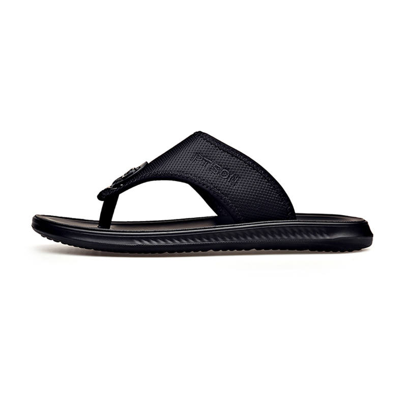 PT'SON PT'SON Woven Quick Dry Flip Flops Men's Pure Black