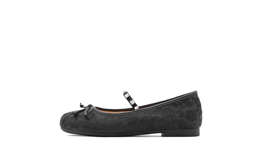BELLE Fabric Block Heel Mary Jane Shoes 1.5cm Women's