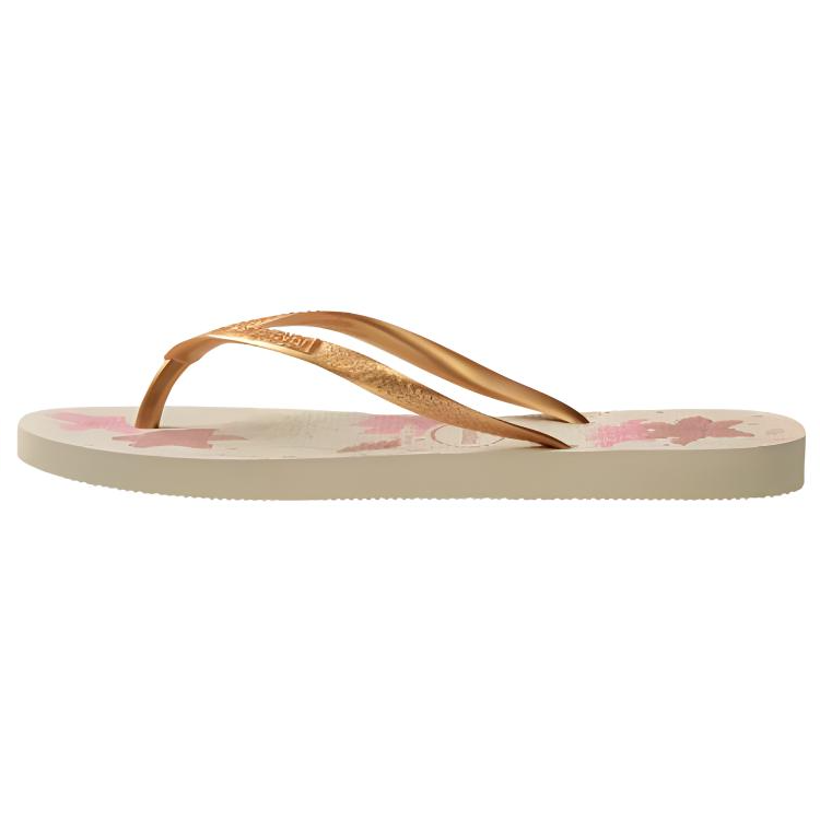 Havaianas Rubber Sole Slip Resistant Flip Flops Women's Beige Gold