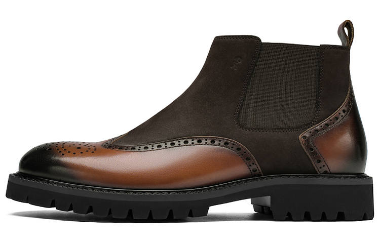 ROBERTA DI CAMERINO Cow Leather Short Chelsea Boots Brown Men's