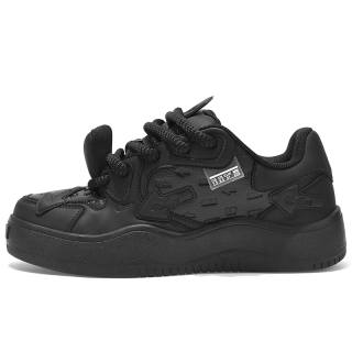 TCELLARS Coverage Abrasion Resistant Lightweight Height Increasing Low top Skateboard Shoes Unisex Rose Black