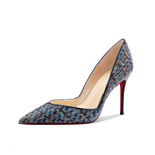 GABPIHLA HEURST Fabric Chanel inspired Slim Heel High Heels 8cm Women's Blue