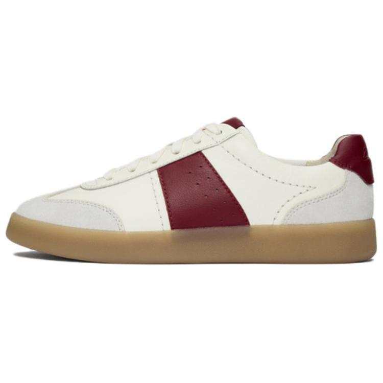 Clarks Cow Leather Abrasion Resistant Low top Skateboard Shoes Women's White Red