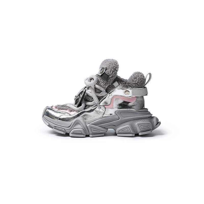 XSCZ Versatile Fashion Fleece Lined Mid top Chunky Sneakers Women's