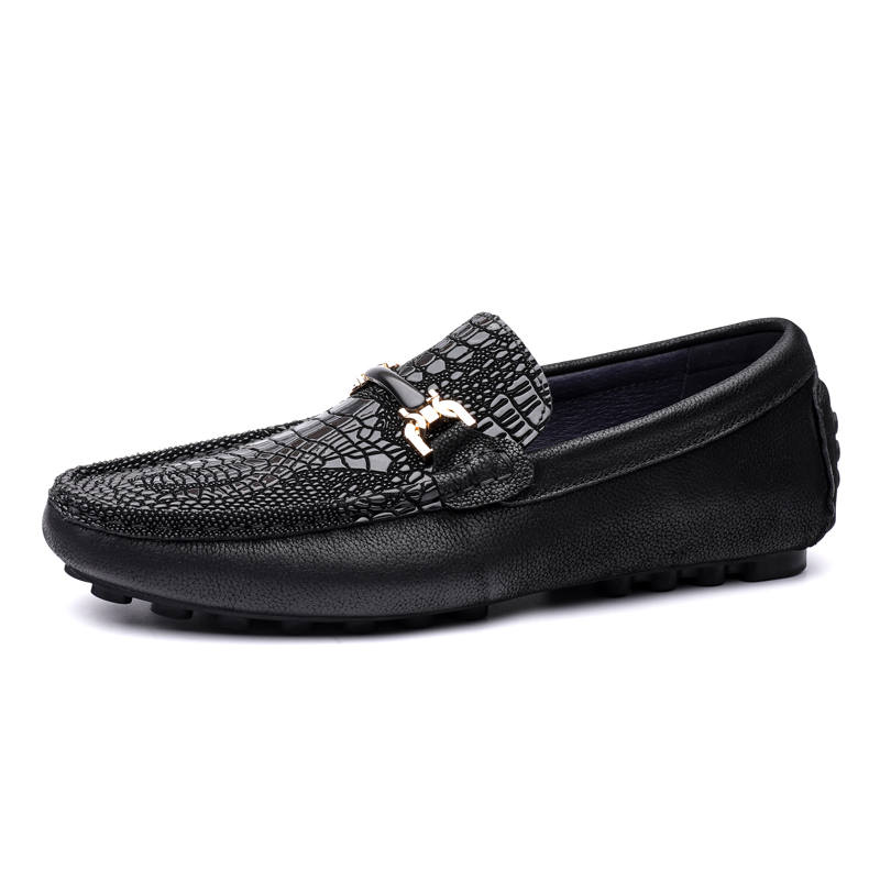 GONGNIULEITING Top Grain Cow Leather Casual Shoes Men's Black