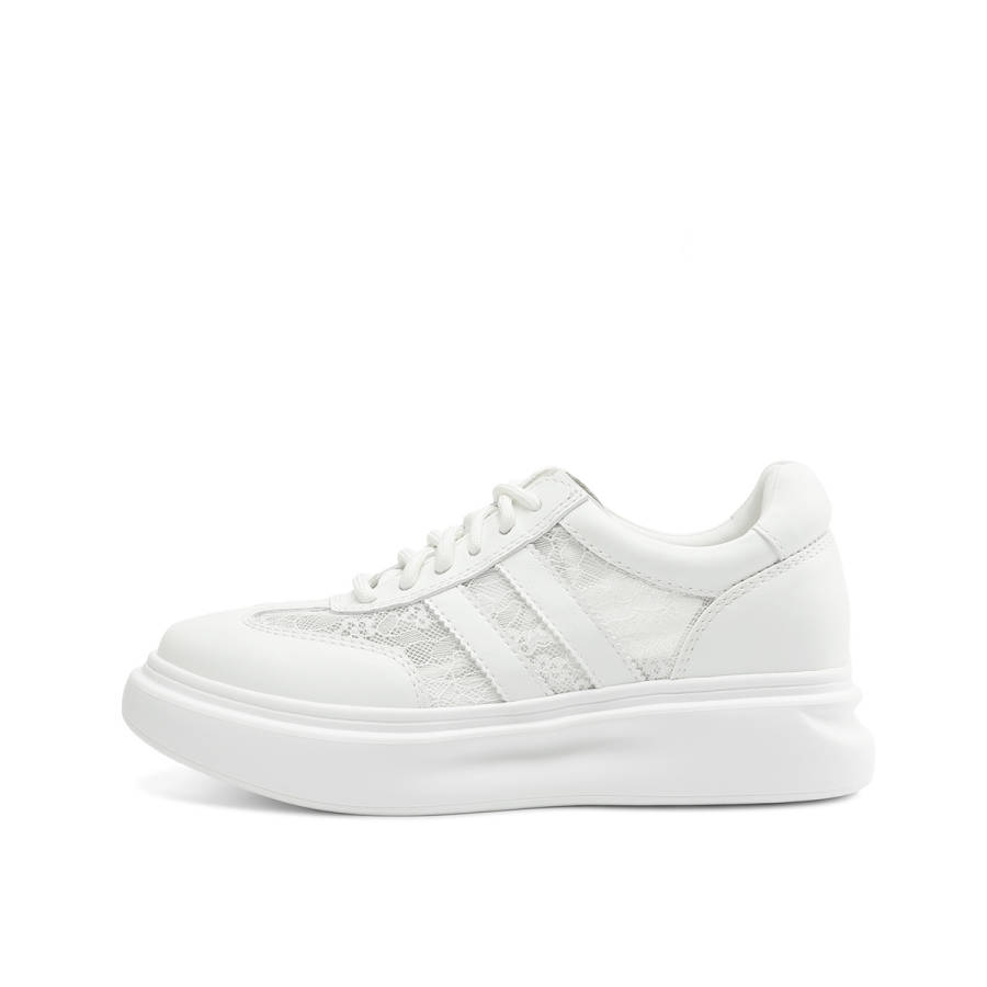 Rosa Bianca Cow Leather Height Increasing Height Increasing Low top Casual Shoes Women's White