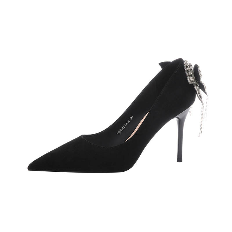 HKCP Suede Slim Heel High Heels 9.5cm Women's