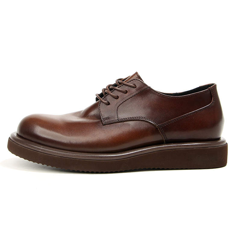 SENJIALUO Casual Leather Shoes Men's Low Top Black