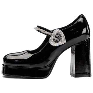 DIBO Patent Leather Chunky Heel High Heels 9cm Women's