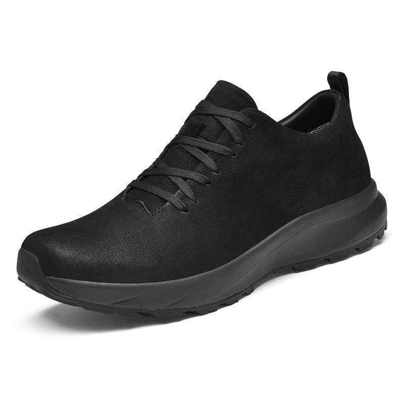 GONGNIULEITING Top Grain Cow Leather Low top Casual Shoes Men's Black