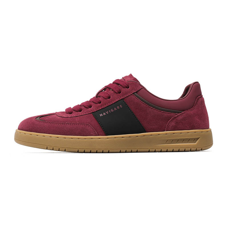 NAVIGARE Synthetic Leather Slip Resistant Slip Resistant Low top Skateboard Shoes Men's Red